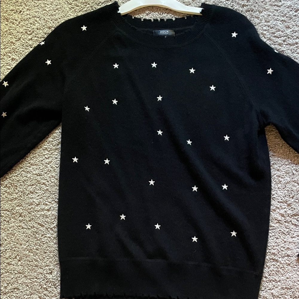 Aqua Black Starry Crew Neck Sweater
